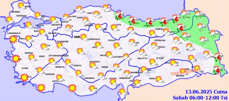 13 Haziran’da Hava Durumu: Sağanak ve Toz Taşınması!