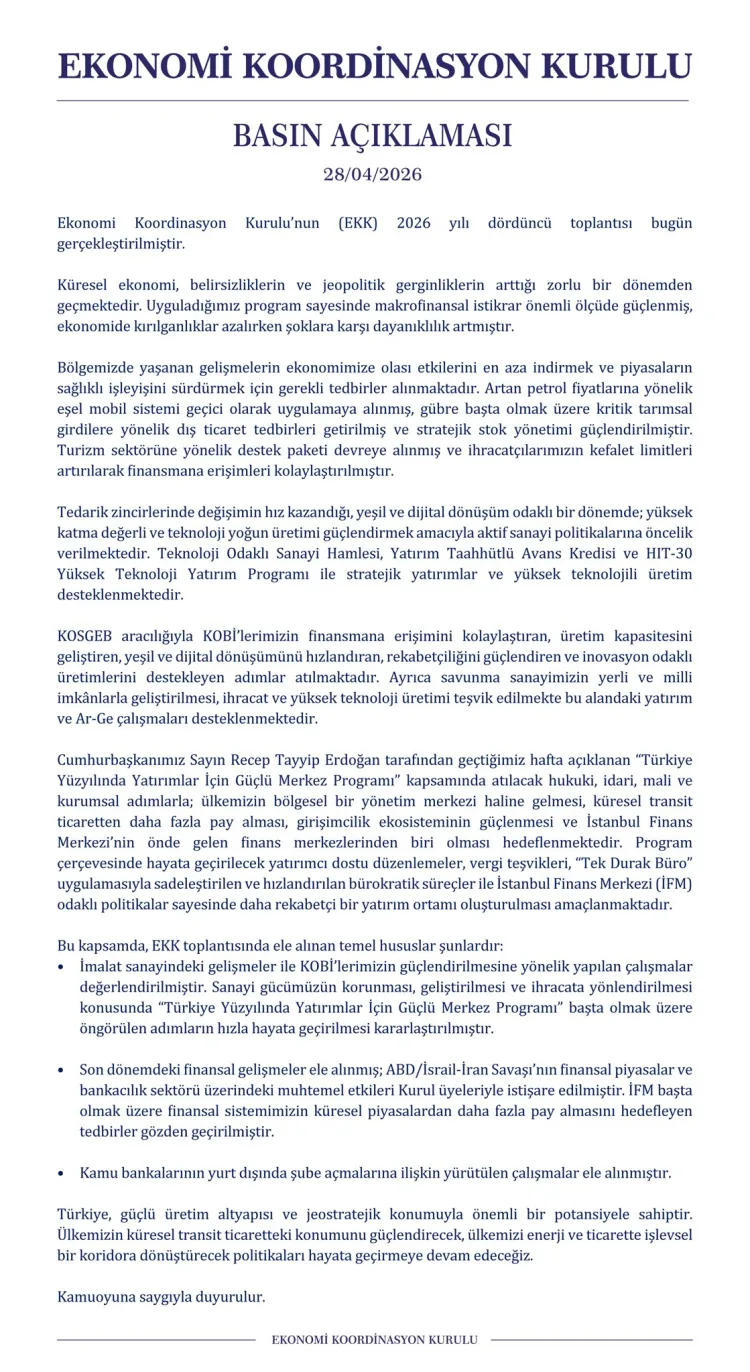 2026 EKK Toplantısı: Ekonomi ve Finans Gündemi