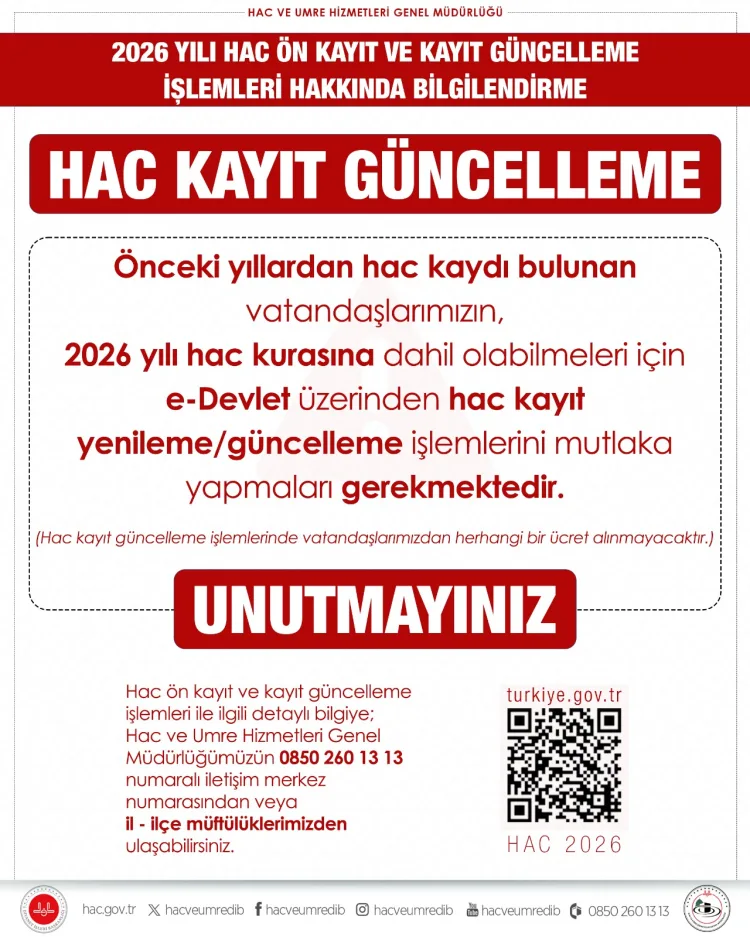 2026 Hac Kayıtları İçin Son Tarih 5 Eylül!