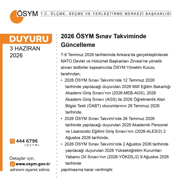 2026 Sınav Takviminde Önemli Değişiklik!