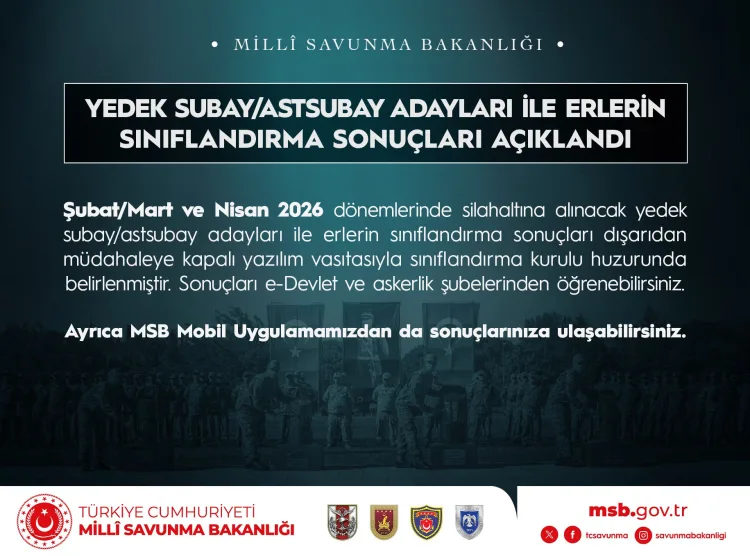2026 Yılı Askerlik Sınıflandırma Sonuçları Açıklandı!
