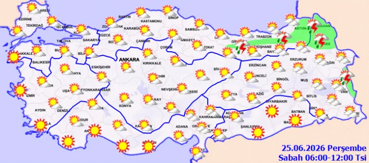 25 Haziran Hava Durumu: Yerel Sağanak Yağışlar!