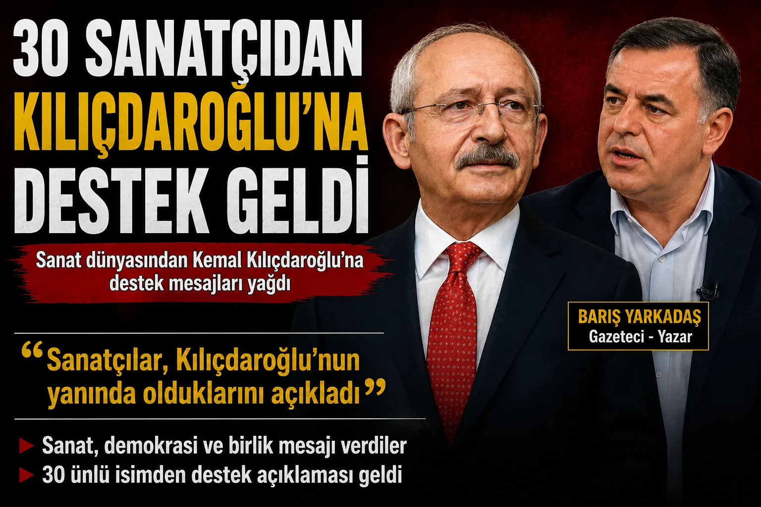 30 Sanatçı Tek Ses Oldu: Kılıçdaroğlu’nun Yanındayız!