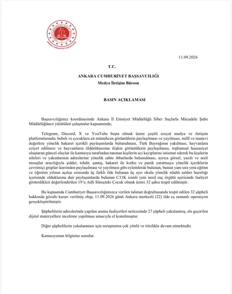32 Şüpheliye Gözaltı: Sosyal Medyada Suç!