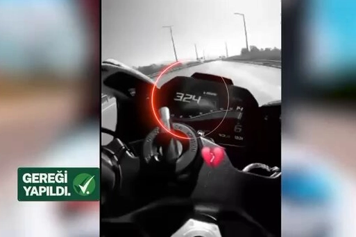 324 km Hızla Motosiklet Süren Sürücüye Ağır Ceza!