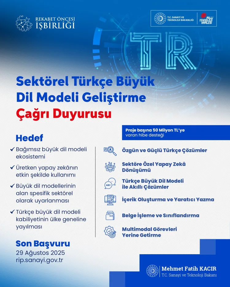 50 Milyon TL Hibe ile Türkçe Yapay Zeka Projesi