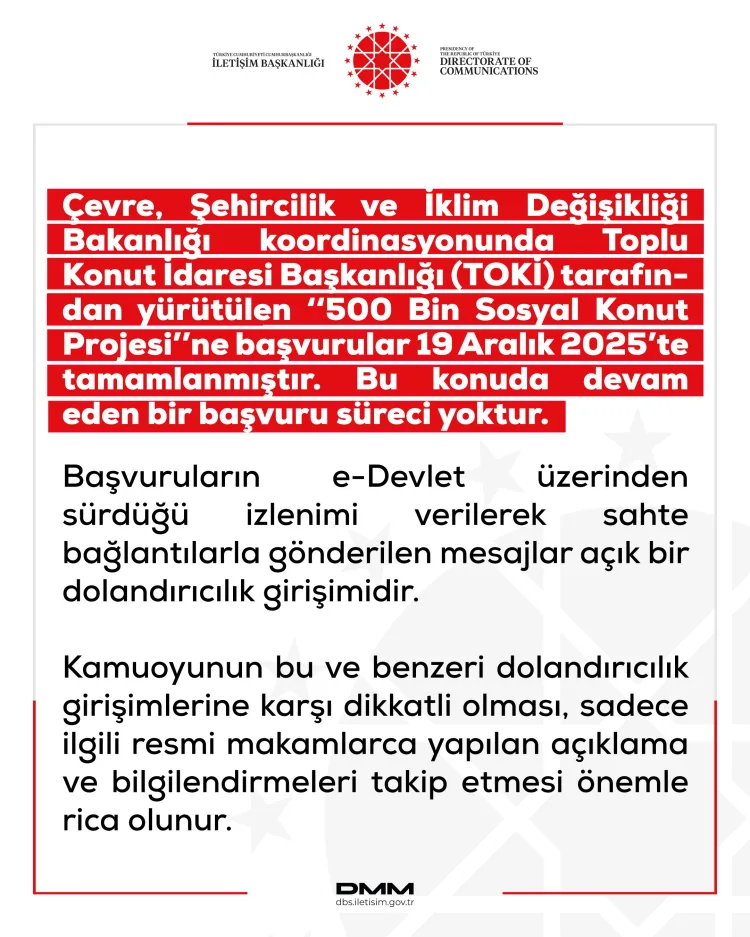 500 Bin Sosyal Konut Projesi Başvuruları Uyarısı!