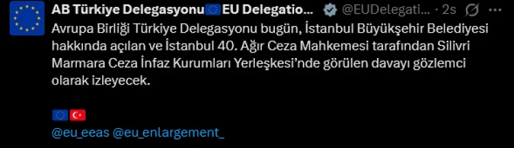 AB, İBB Davasını Gözlemci Olarak Takip Edecek