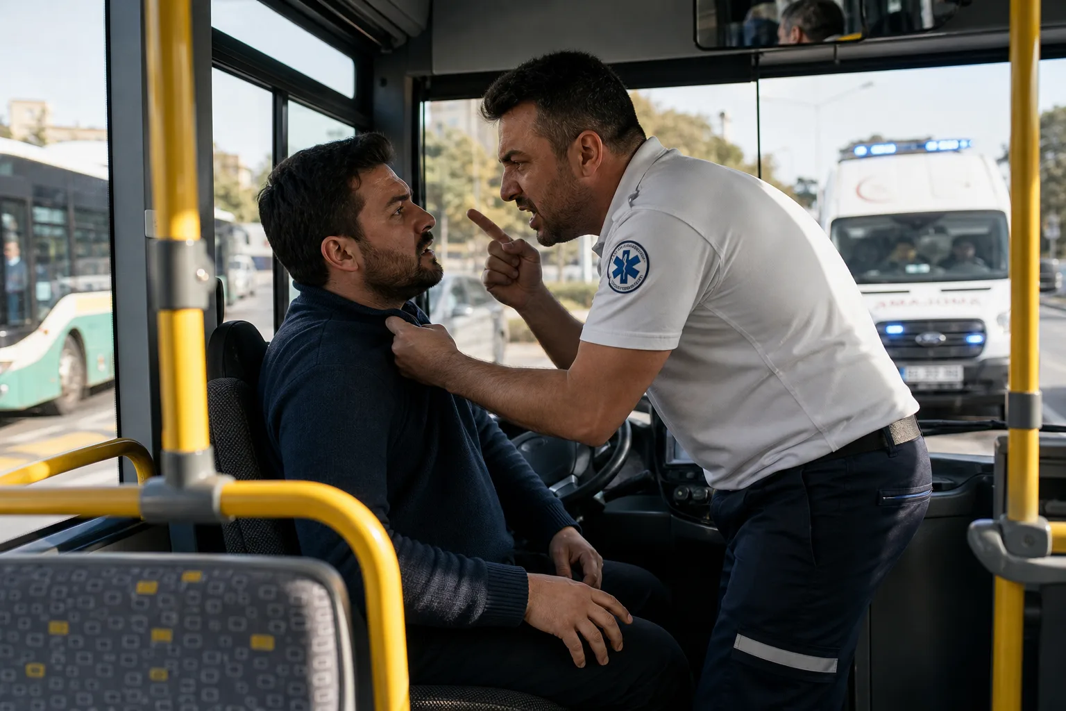 Adana’da Ambulans ve Otobüs Şoförü Arasında Kavga