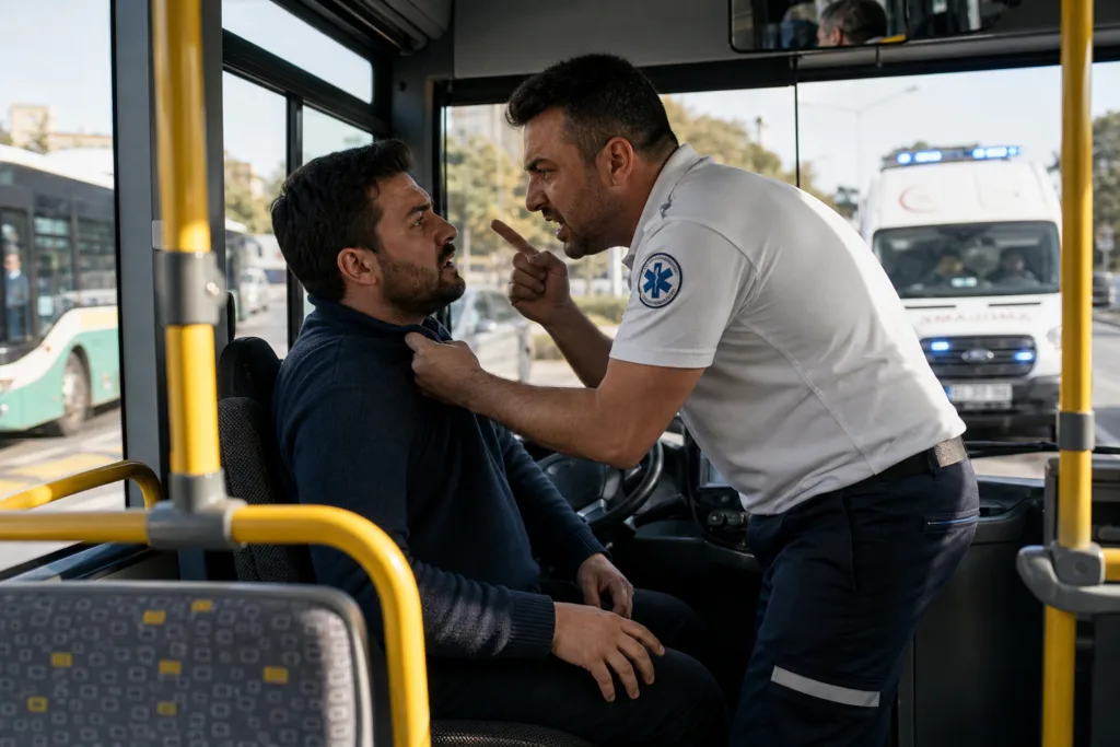 Adana’da Ambulans ve Otobüs Şoförü Arasında Kavga