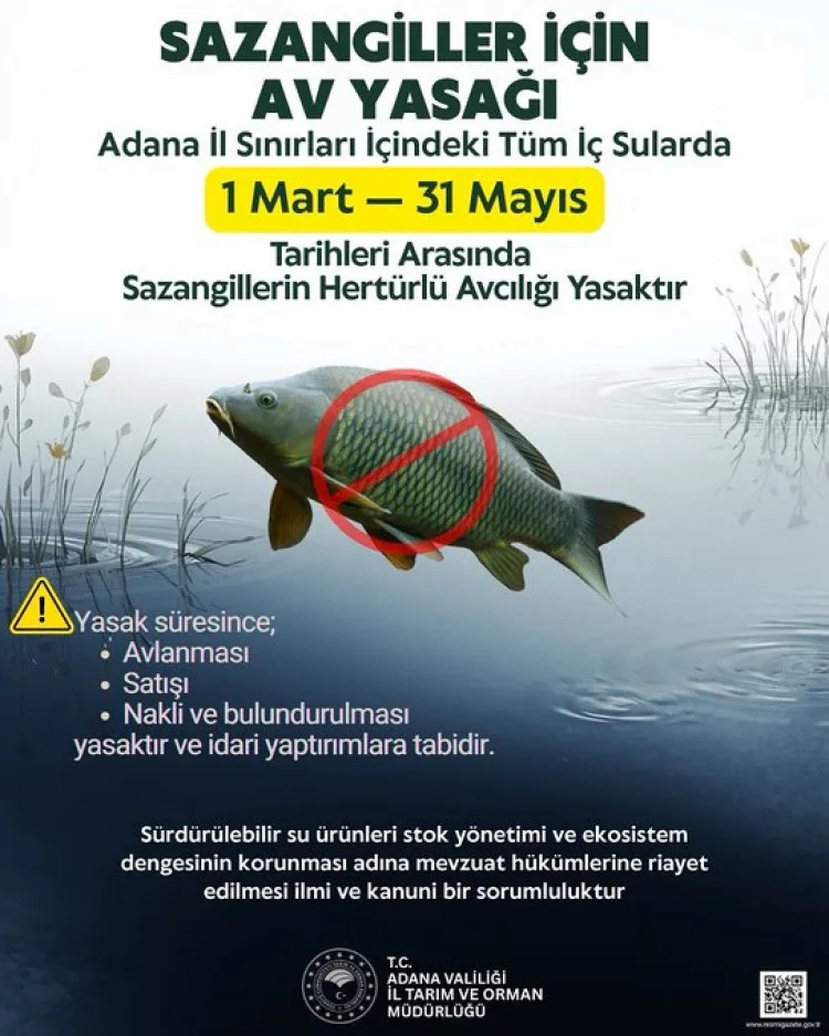 Adana’da Sazangil Avı 3 Ay Süreyle Yasaklandı
