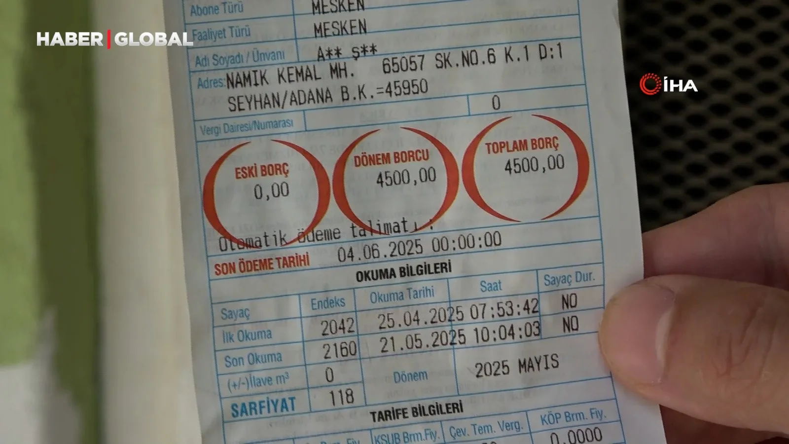 Adana’da Su Faturası: 4.500 TL Şok!