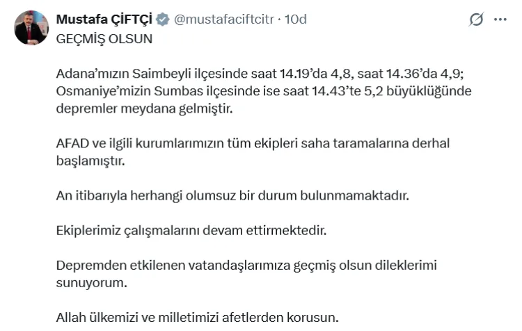 Adana ve Osmaniye’de Deprem: Ekipler Sahada