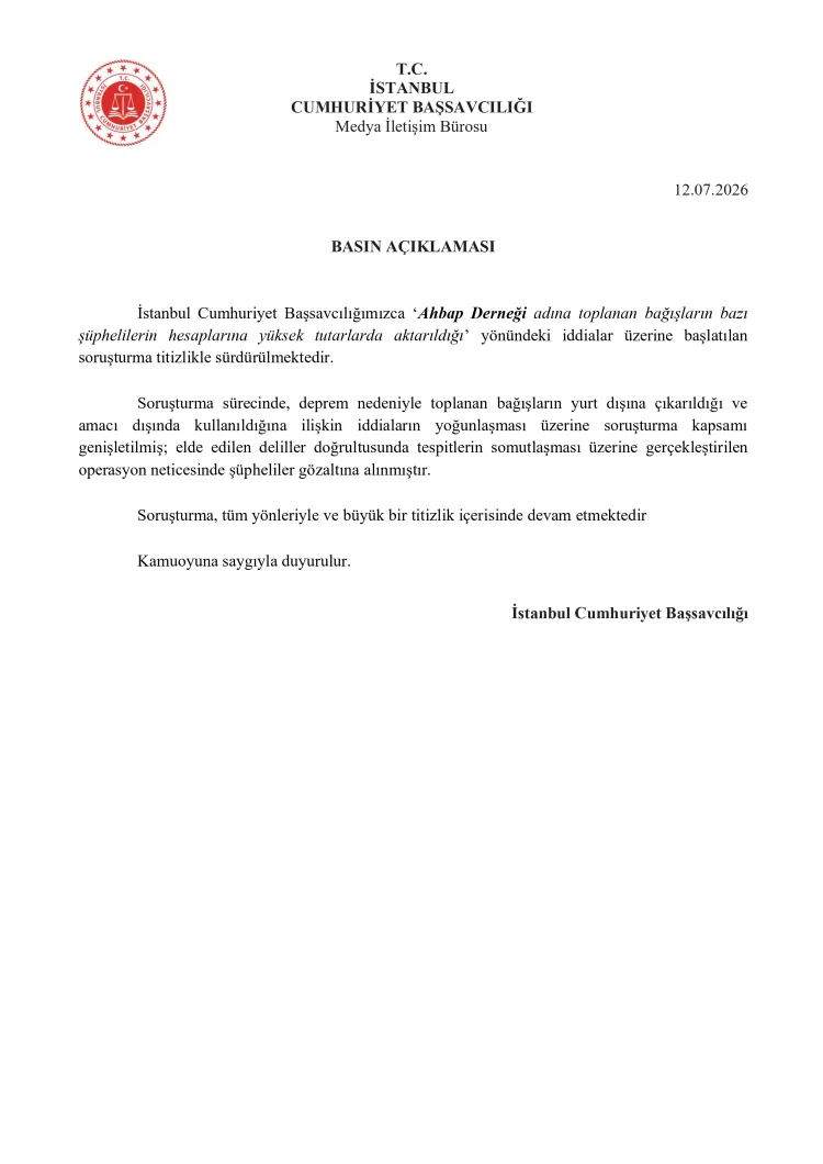 Ahbap Derneği’ne Yönelik Soruşturma Başlatıldı!