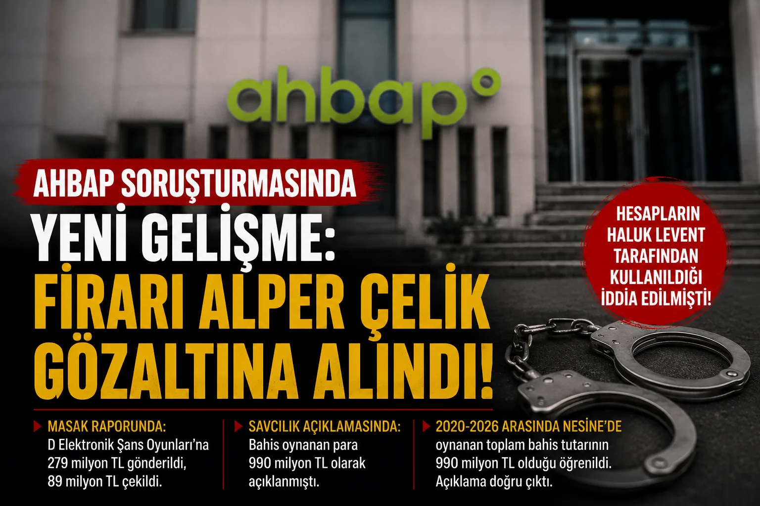 Ahbap soruşturmasında yeni gelişme: Firari Alper Çelik gözaltına alındı!