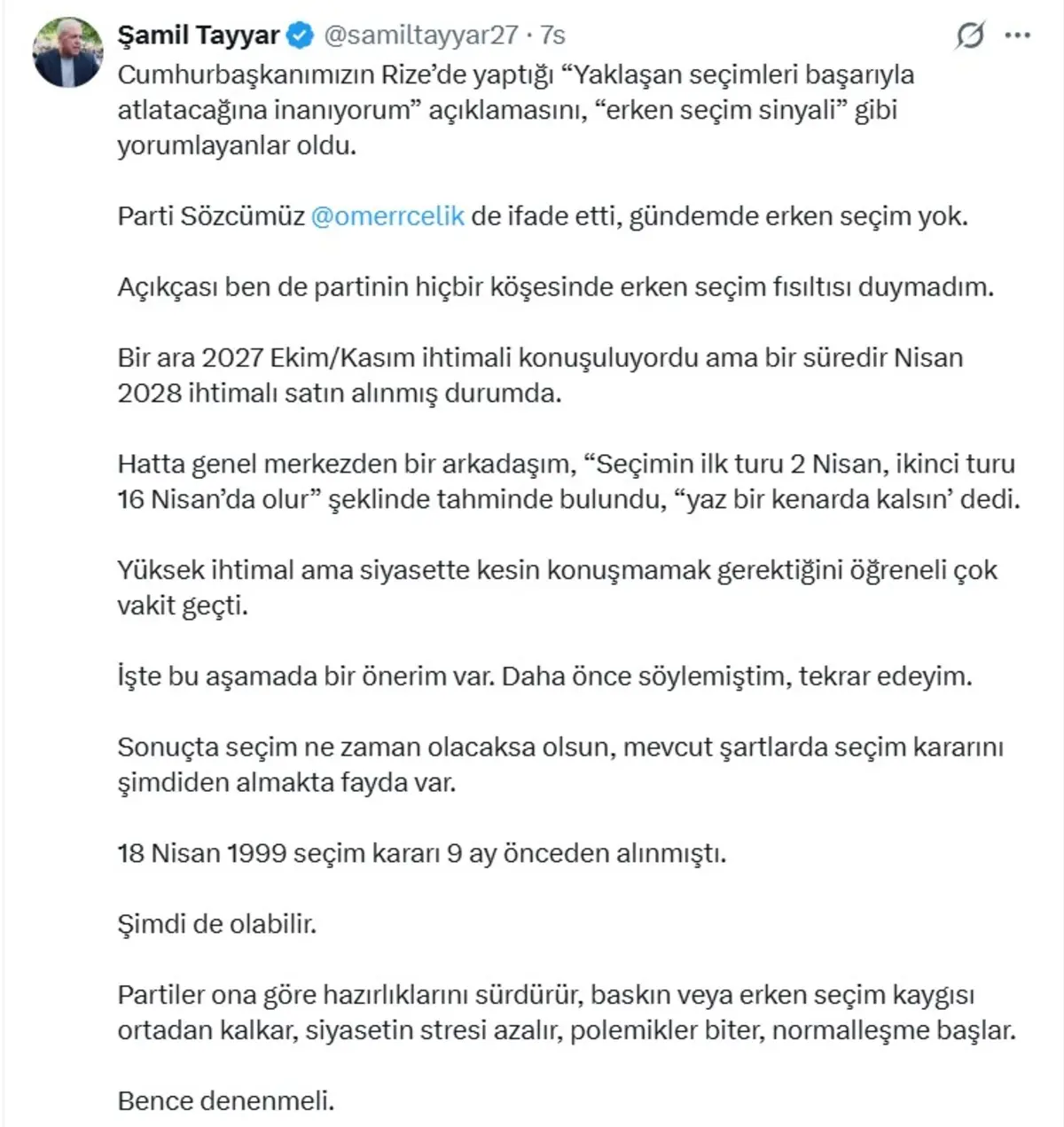 Şamil Tayyar’dan bomba seçim kulisi! İşte AK Parti Genel Merkezi’nde konuşulan 2 tarih 2