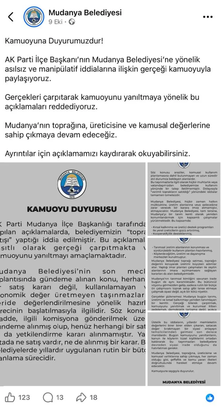 AK Parti’den Mudanya Belediyesi’ne Satış Tepkisi