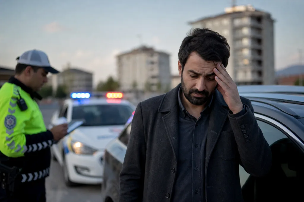 Alkollü sürücü ceza alınca ‘Kaçmayın’ çağrısında bulundu