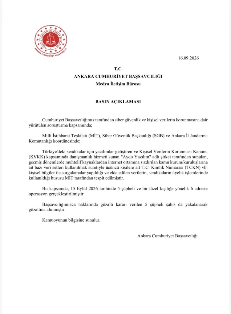 Ankara’da Kişisel Veri Soruşturması: 5 Gözaltı