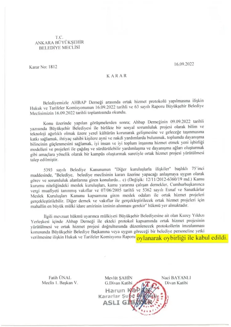 Ankara’da Proje Protokolü Tek Taraflı Feshedildi