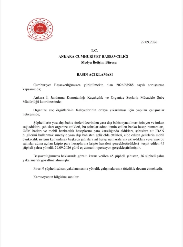 Ankara’da Yasa Dışı Bahis Operasyonu: 36 Gözaltı