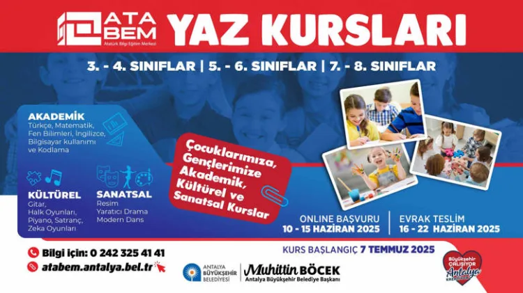 ATABEM’de Ücretsiz Yaz Kursları Başlıyor!