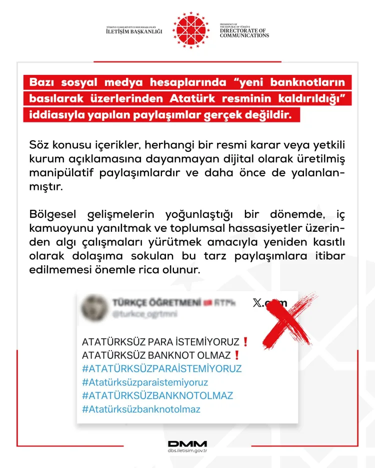 Atatürk’ün Banknotlardan Kaldırıldığı İddiası Asılsız!