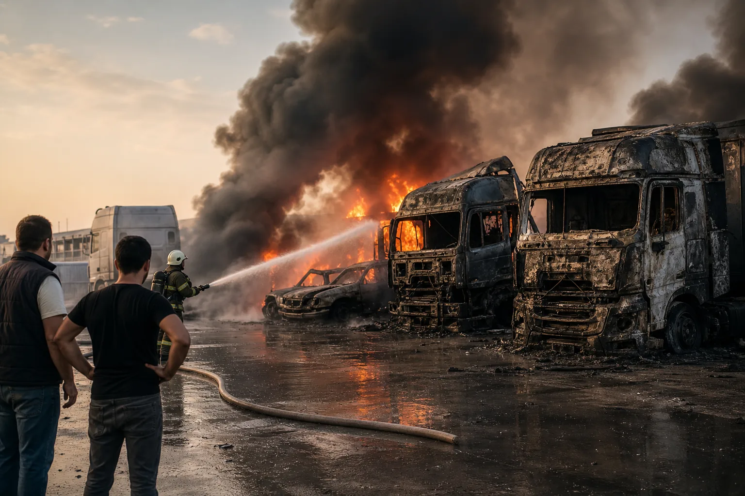 Avcılar’da TIR Parkında Korkutan Yangın