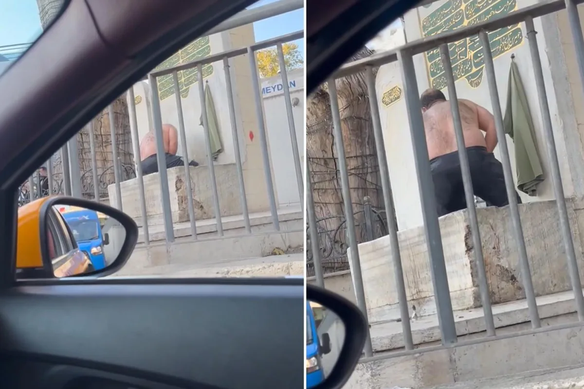 Bağdat Caddesi’nde şaşırtan anlar! Gündüz vakti duş alan kişi