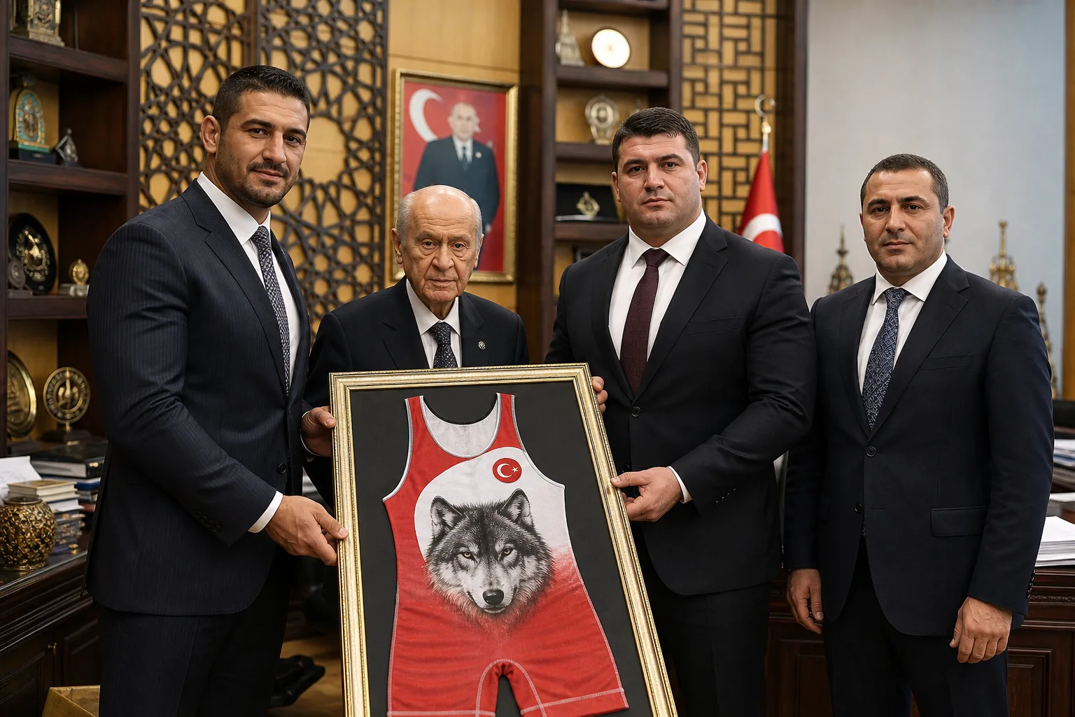 Bahçeli’ye Güreş Federasyonu’ndan Özel Ziyaret