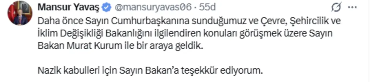 Bakan Kurum, Mansur Yavaş la görüştü! Cumhurbaşkanı Erdoğan detayı... 2