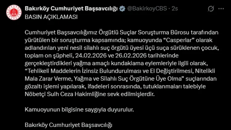 Bakırköy’de ‘Casperlar’ Operasyonu: 10 Gözaltı!