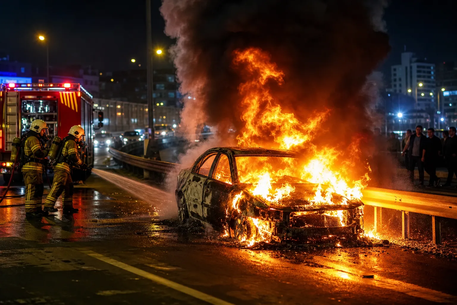 Bakırköy’de Seyir Halindeki Araç Alev Alev Yandı