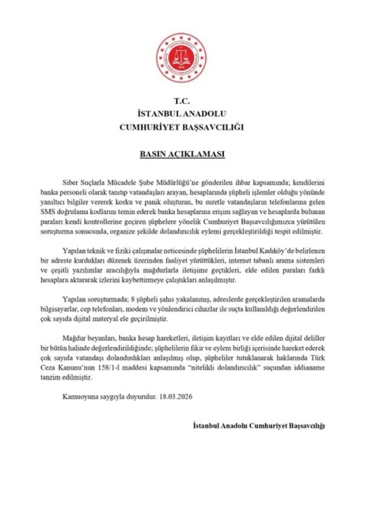 Banka Dolandırıcılarına Operasyon: 8 Gözaltı!