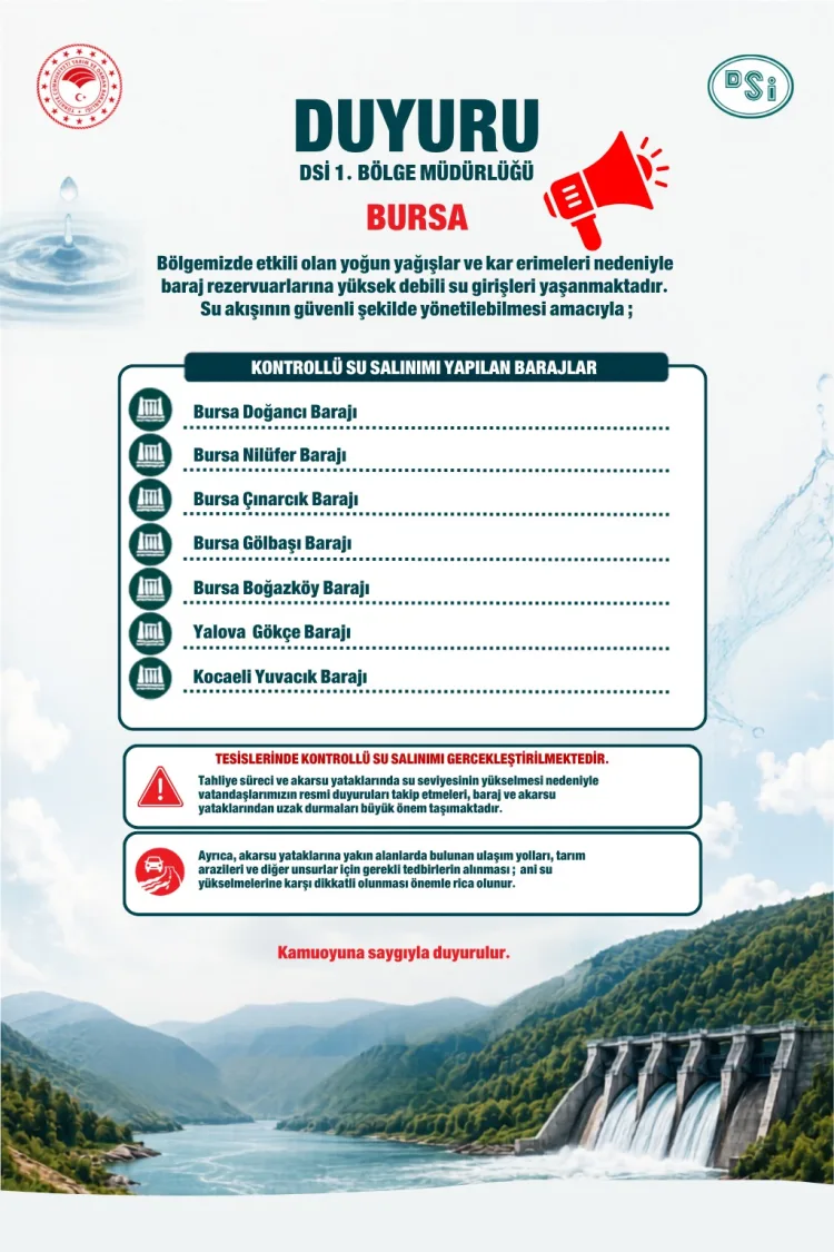 Barajlarda Kontrollü Su Salınımı Uyarısı!