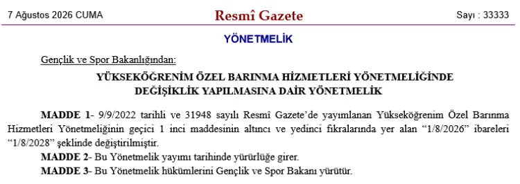 Barınma Yönetmeliği Süresi 2028’e Uzatıldı!