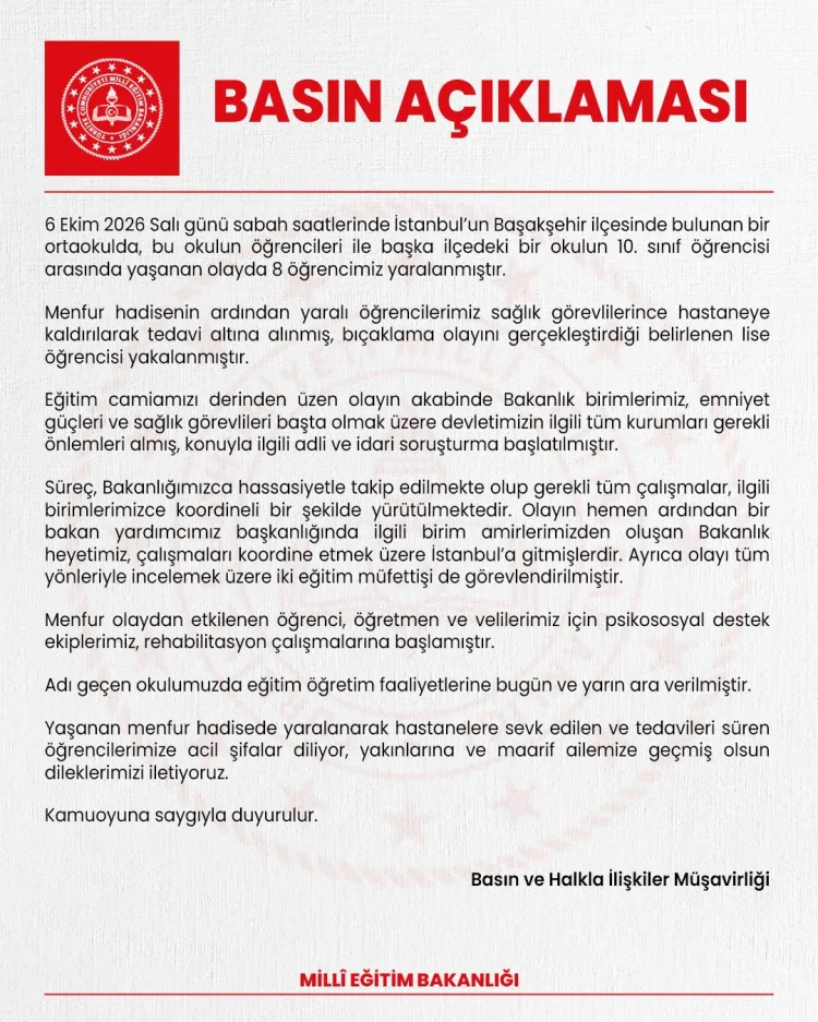 Başakşehir’de Bıçaklama: Eğitime İki Gün Ara!