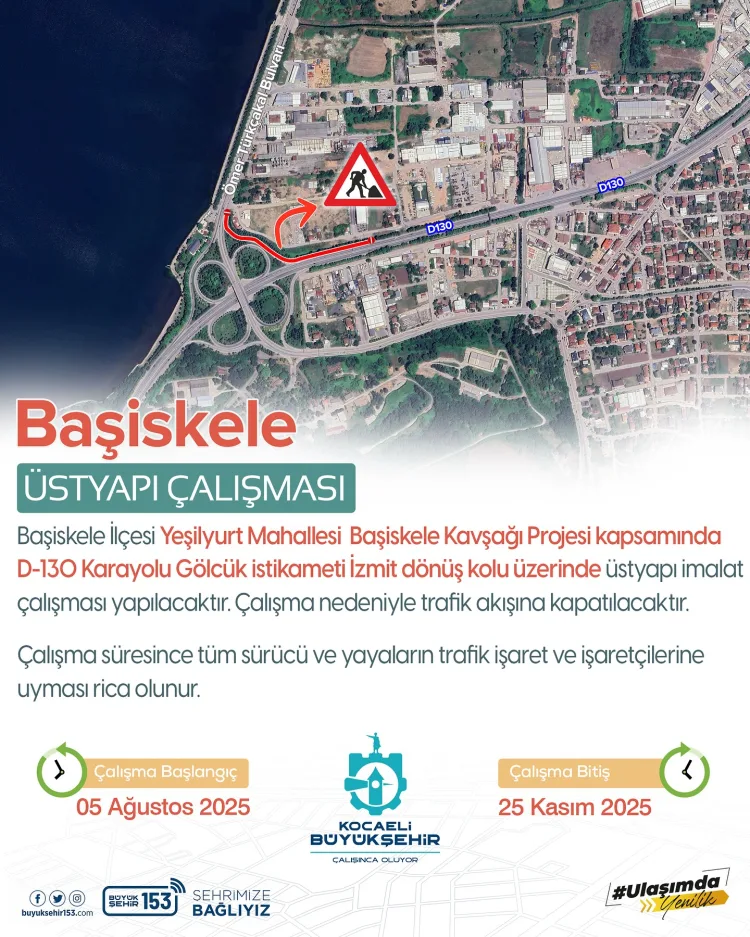 Başiskele Kavşağı’nda Geçici Trafik Kapatma!