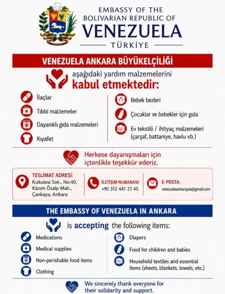 Başkan Şahin’den Venezuela’ya Tek Yürek Yardım!