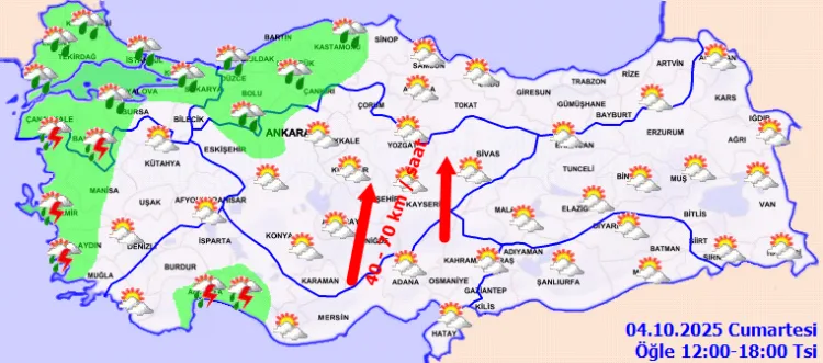 Batı’da Kuvvetli Rüzgar ve Sağanak Uyarısı!
