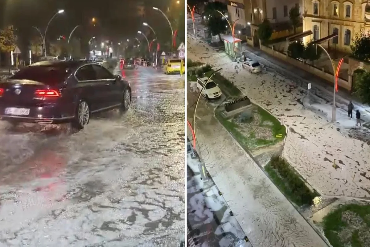 Bayburt’ta 10 Dakikalık Dolu Yağışı Şehirde Etkili Oldu