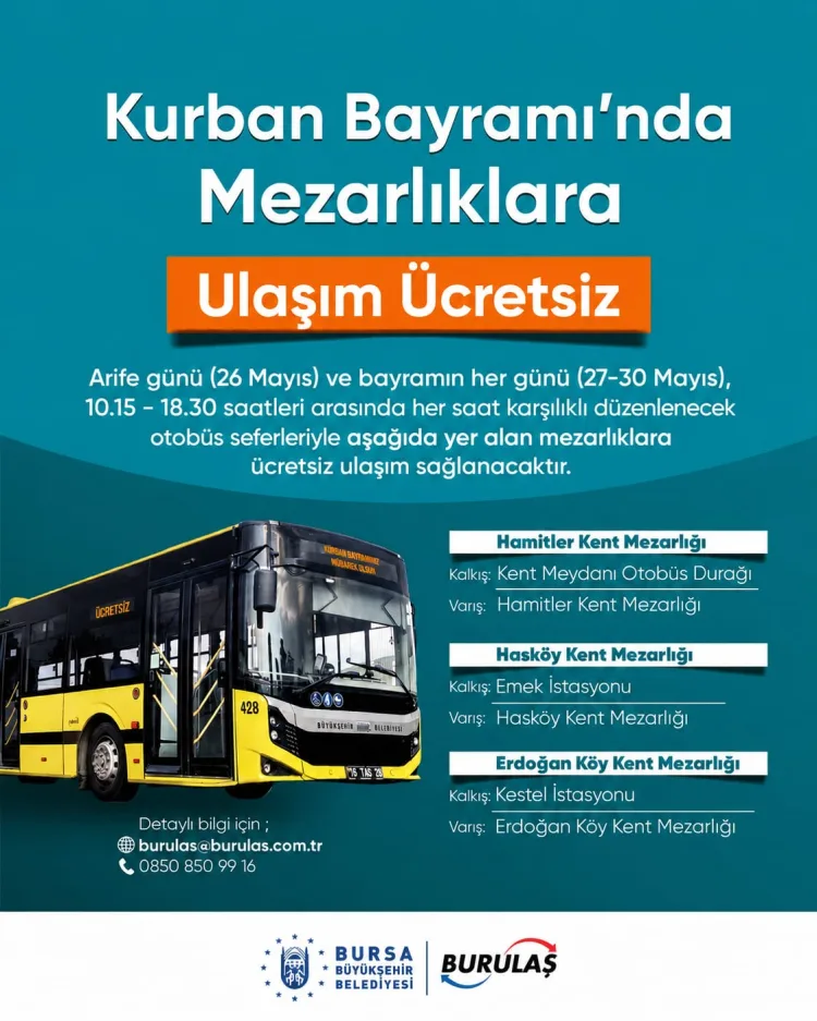 Bayramda Bursa’da Ücretsiz Mezarlık Seferleri!