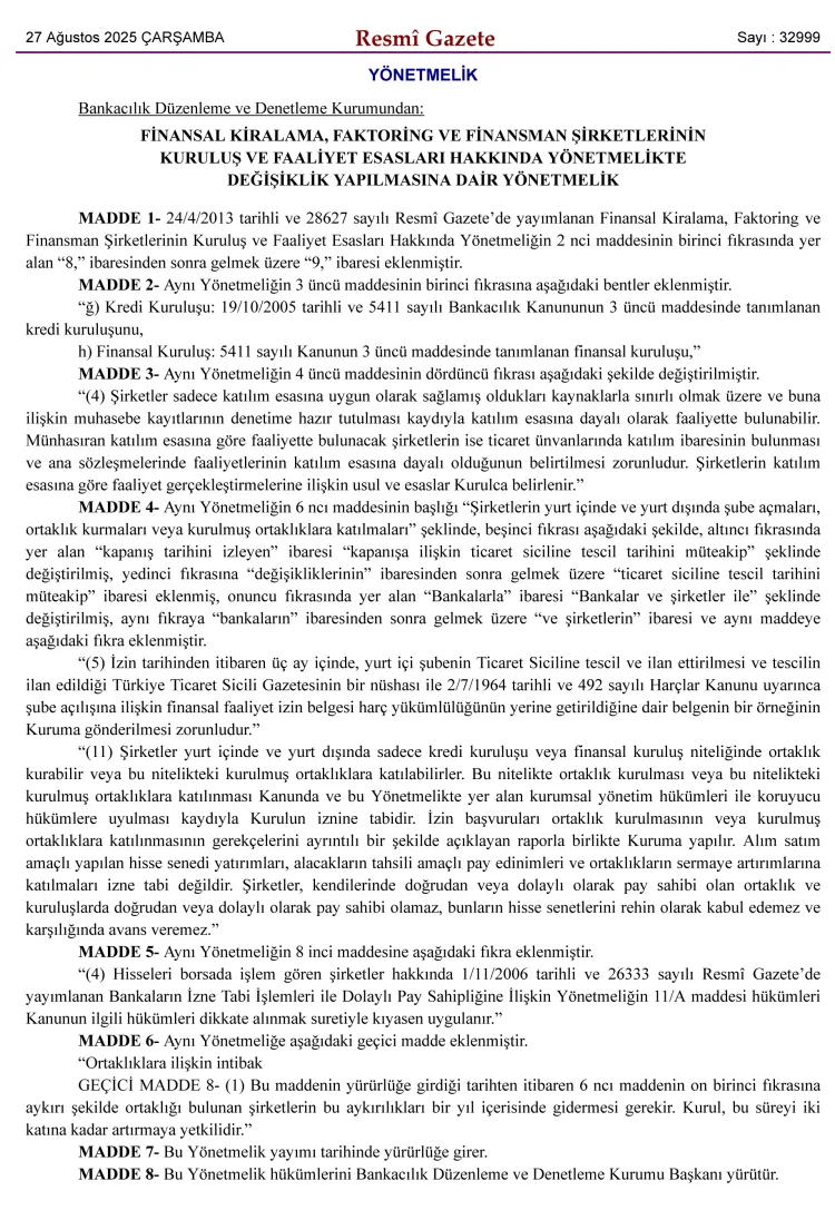 BDDK’dan Finansal Şirketlere Yeni Yönetmelik!