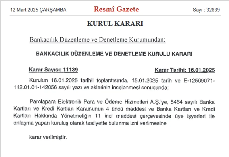 Parolapara Elektronik Para ve Ödeme Hizmetleri AŞ