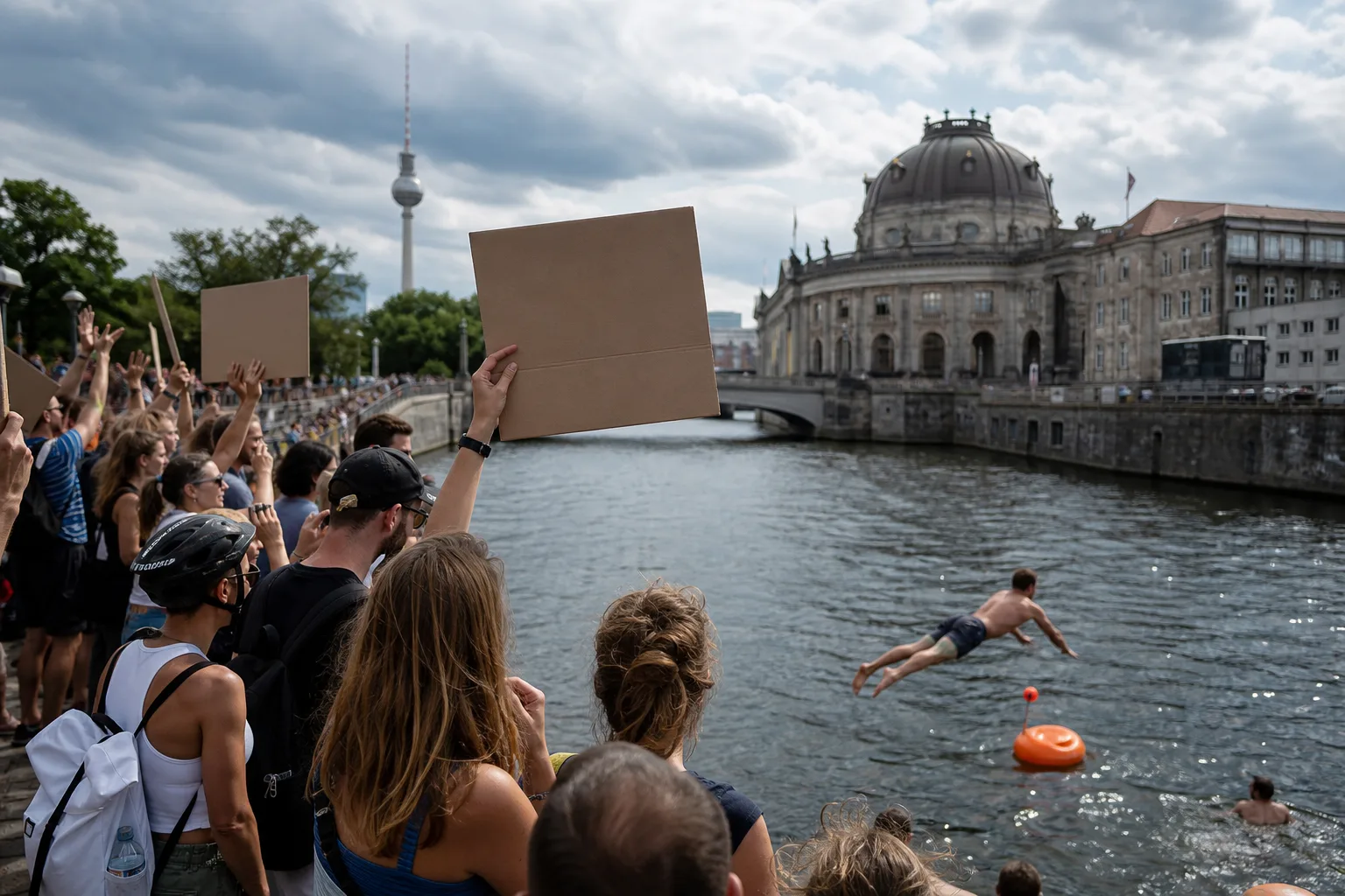 Berlin’de Spree Nehri’nde Yüzme Yasağına Karşı Protesto Düzenlendi