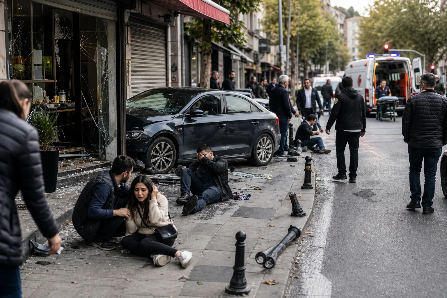 Beykoz’da Otomobil Kalabalığa Daldı: Yaralılar Var