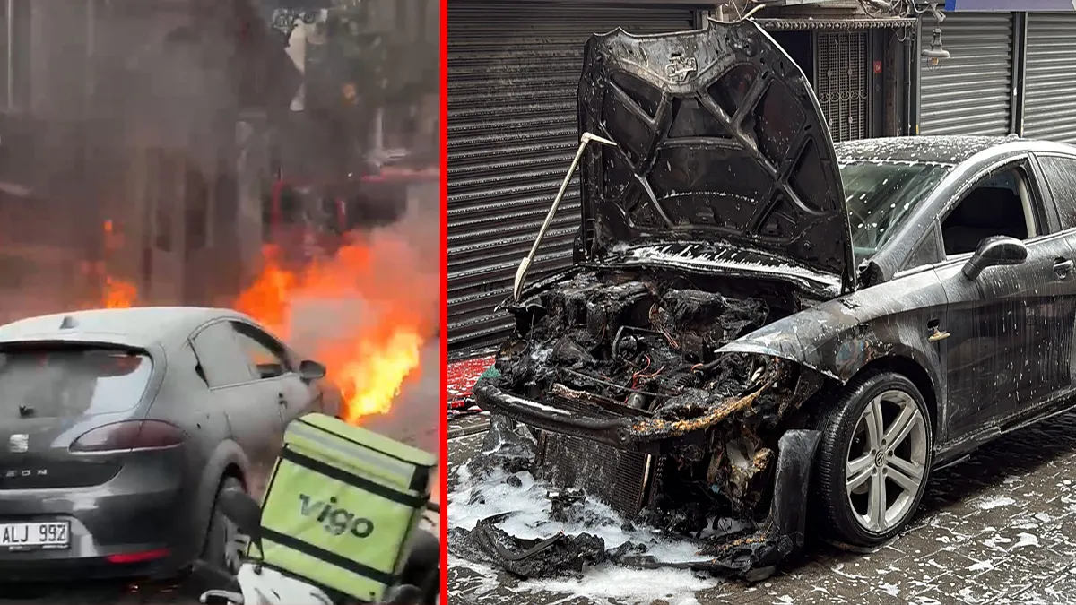 Beyoğlu’nda Otomobil Alev Alev Yandı!