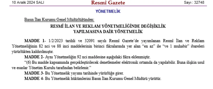 Basın İlan Kurumu Değişiklikleri