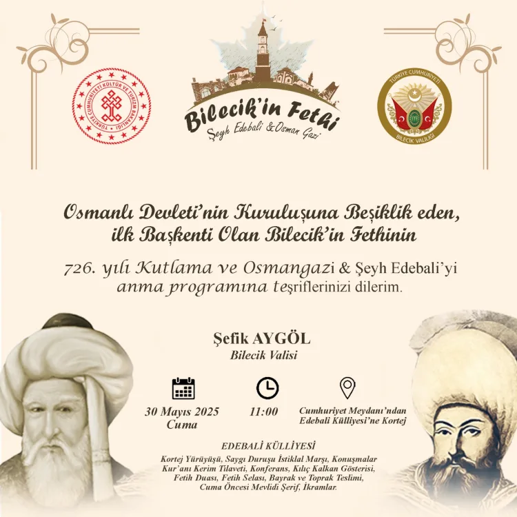 Bilecik’te 726. Fetih Yılı Coşkuyla Kutlanacak