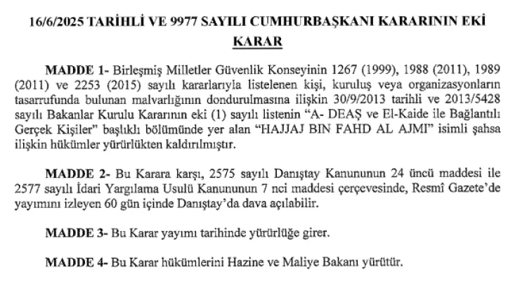 BM Kararları ile Malvarlığı Dondurma Değişti